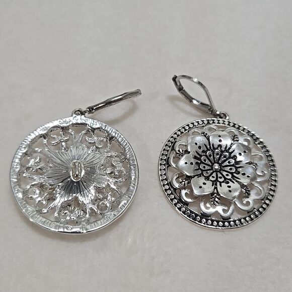 Silver Floral Earrings - Picture 2 of 4